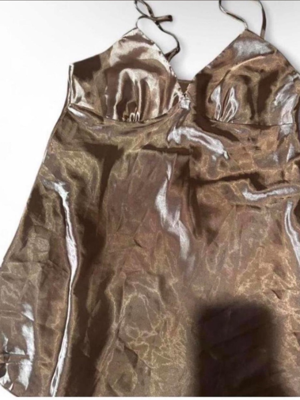 Satin Slip Dress in Shimmering Bronze